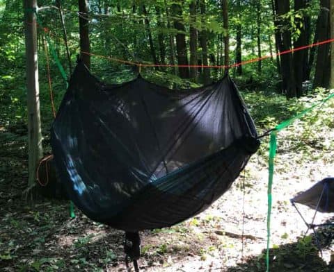 hammock camping in the rain